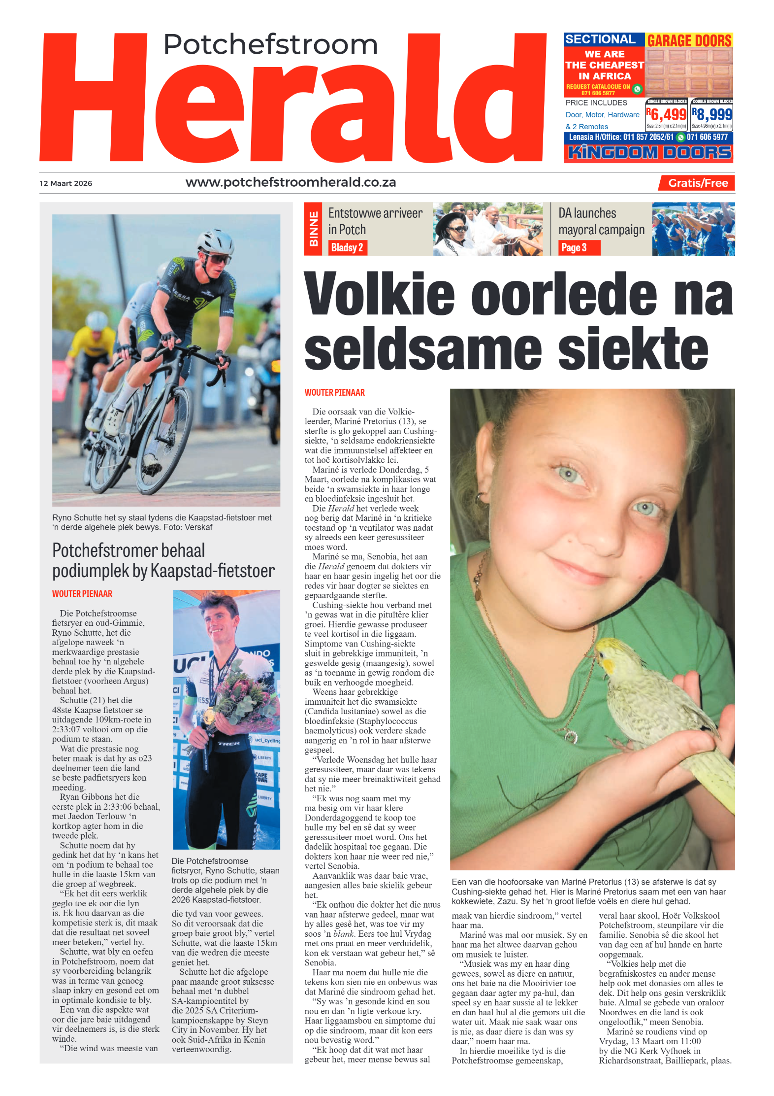 Potchefstroom Herald: 12 Maart 2026 page 1