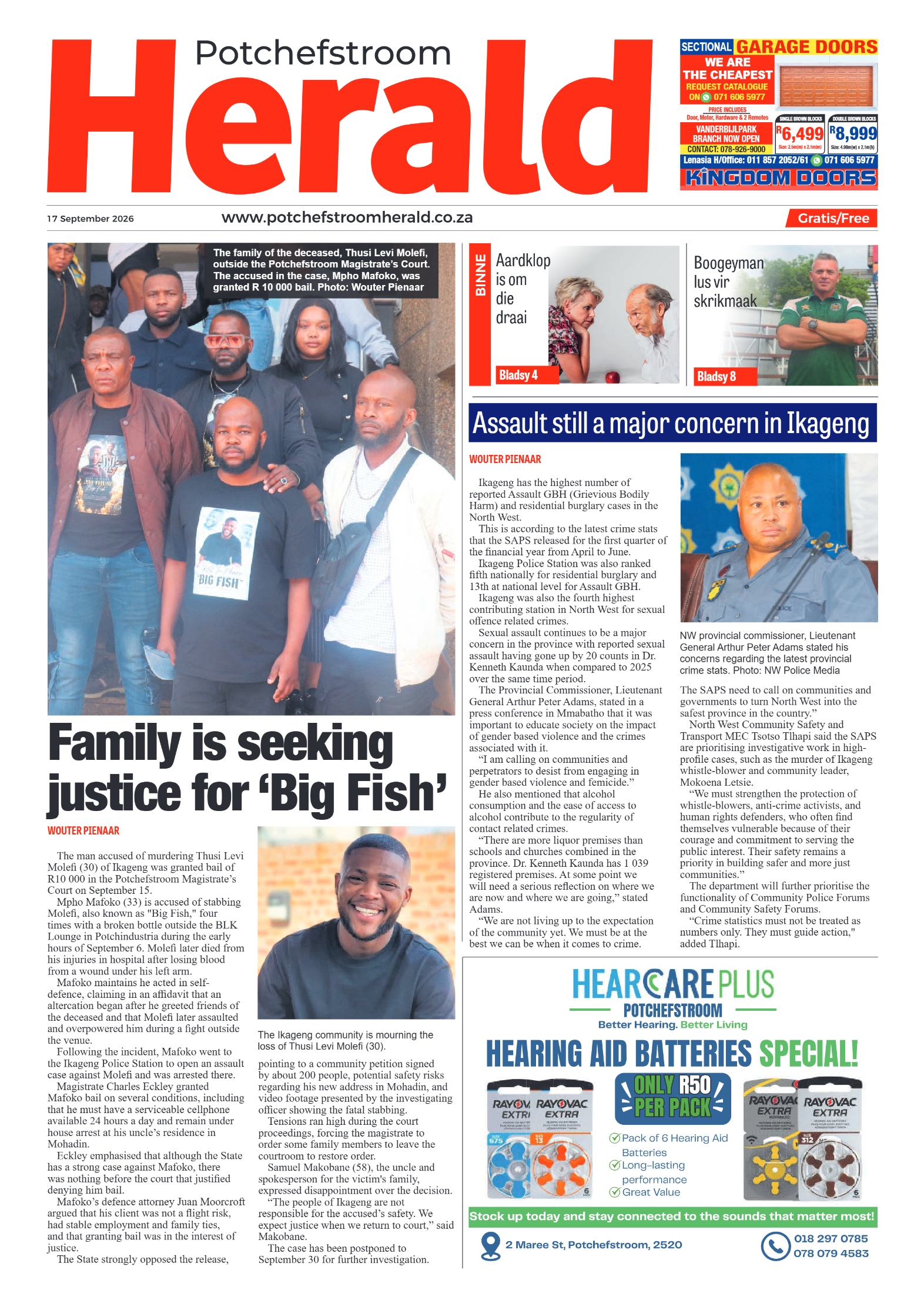Potchefstroom Herald: 17 September 2026 page 1
