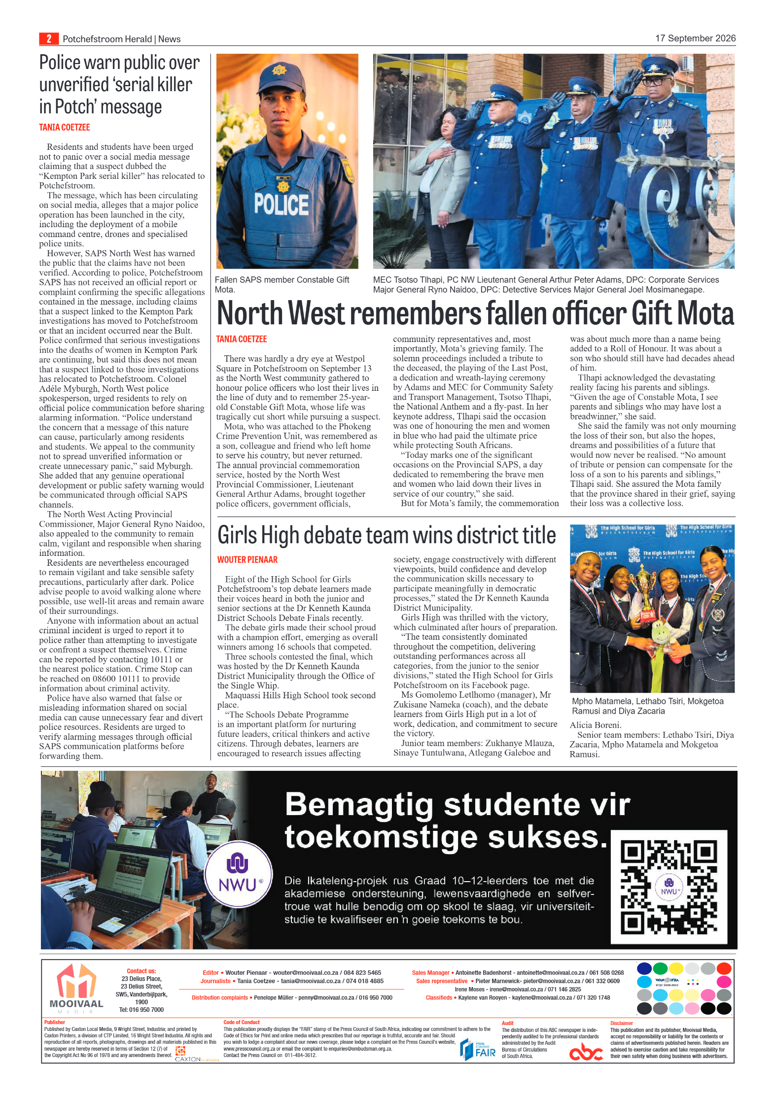 Potchefstroom Herald: 17 September 2026 page 2