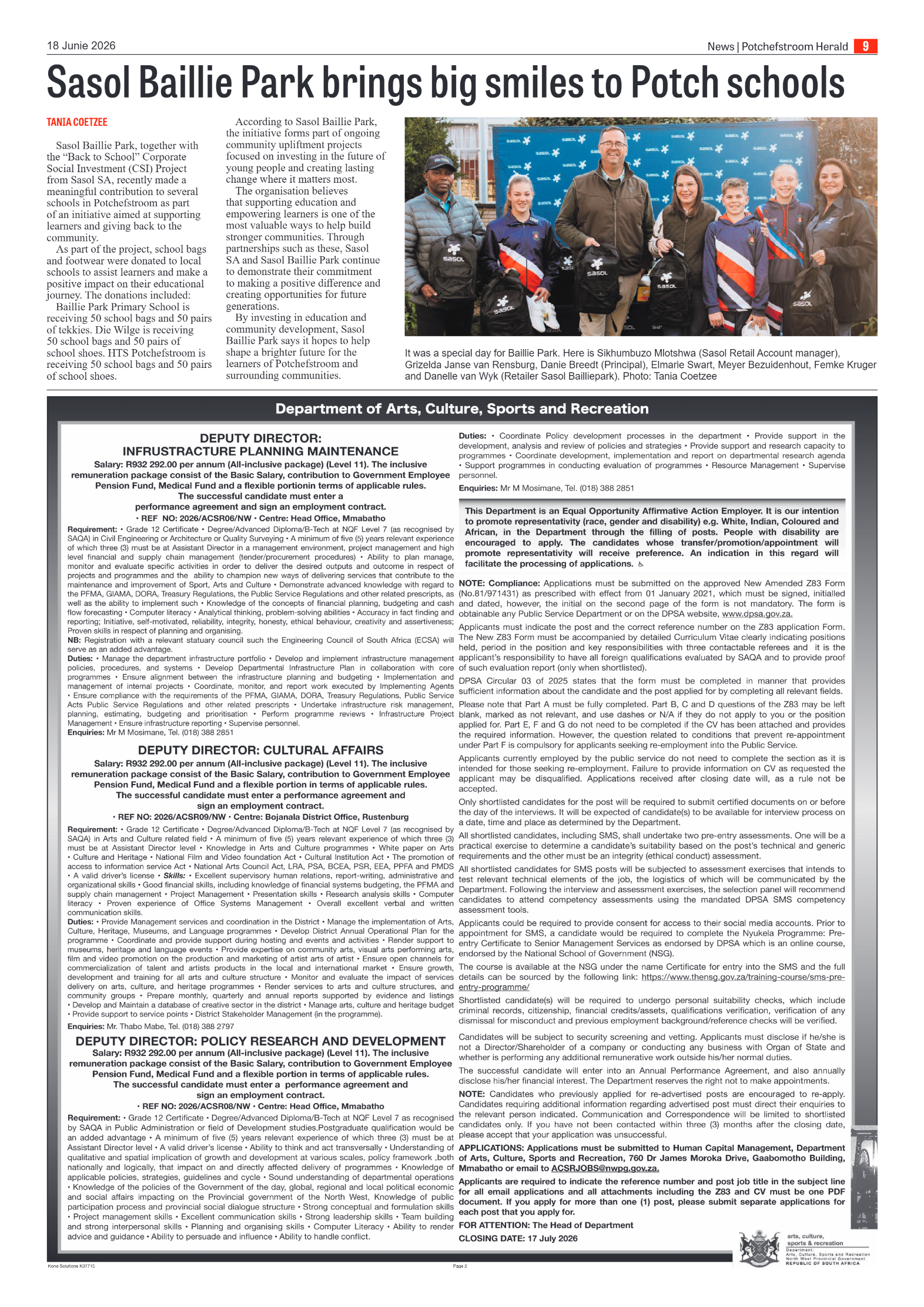 Potchefstroom Herald: 18 Junie 2026 page 9