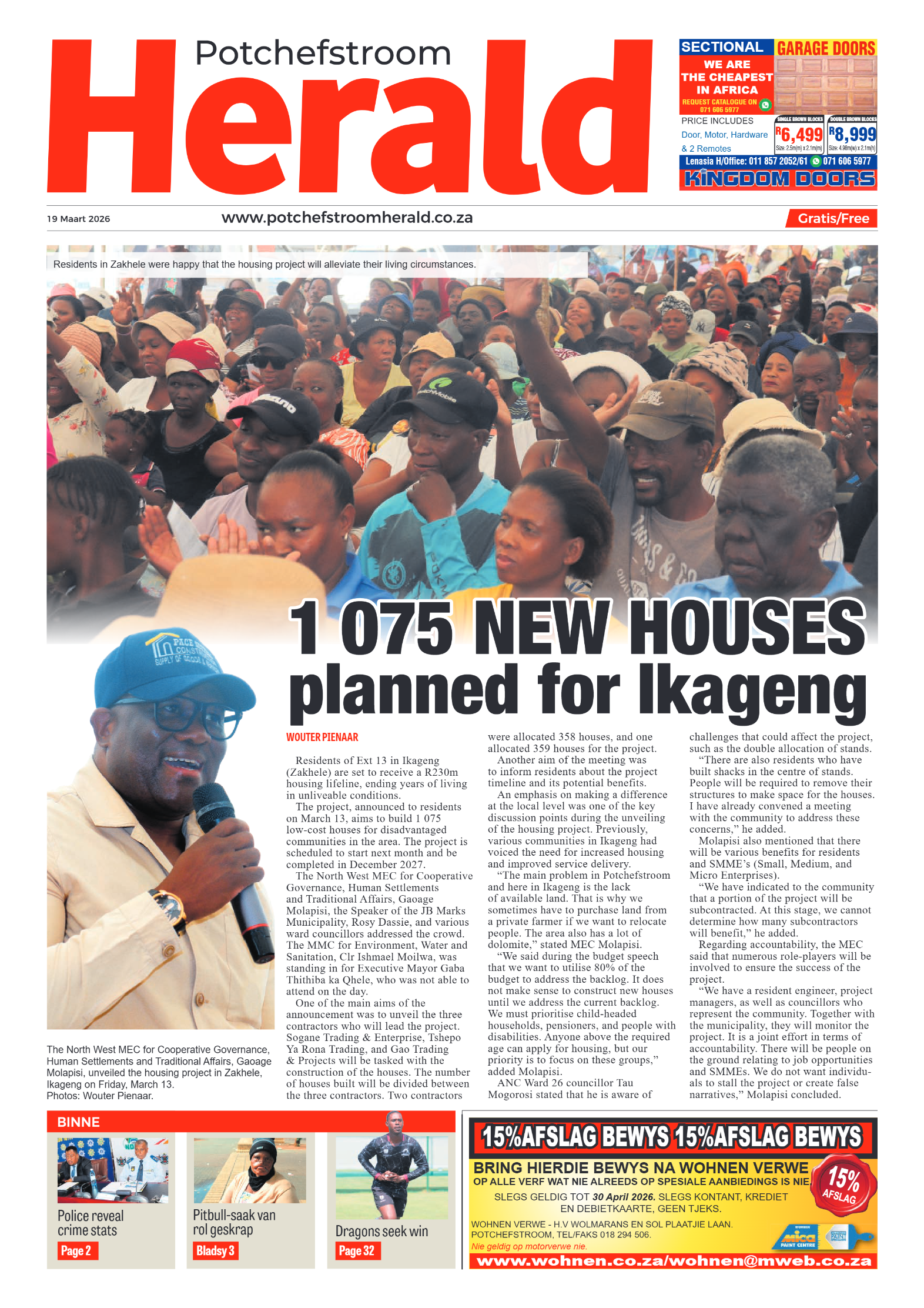 Potchefstroom Herald: 19 Maart 2026 page 1