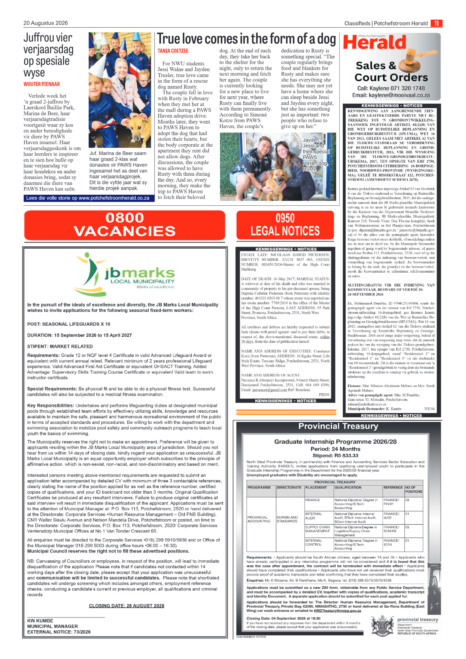 Potchefstroom Herald: 20 Augustus 2026 page 11