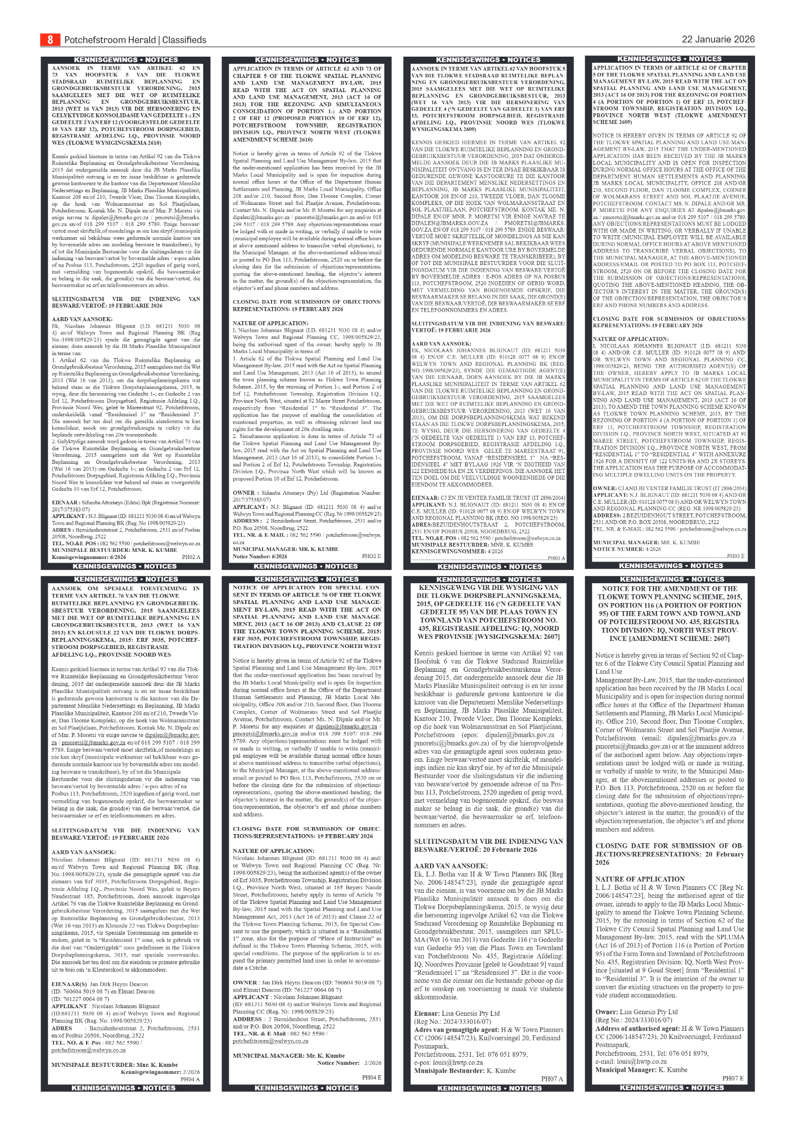 Potchefstroom Herald: 22 Januarie 2026 page 8