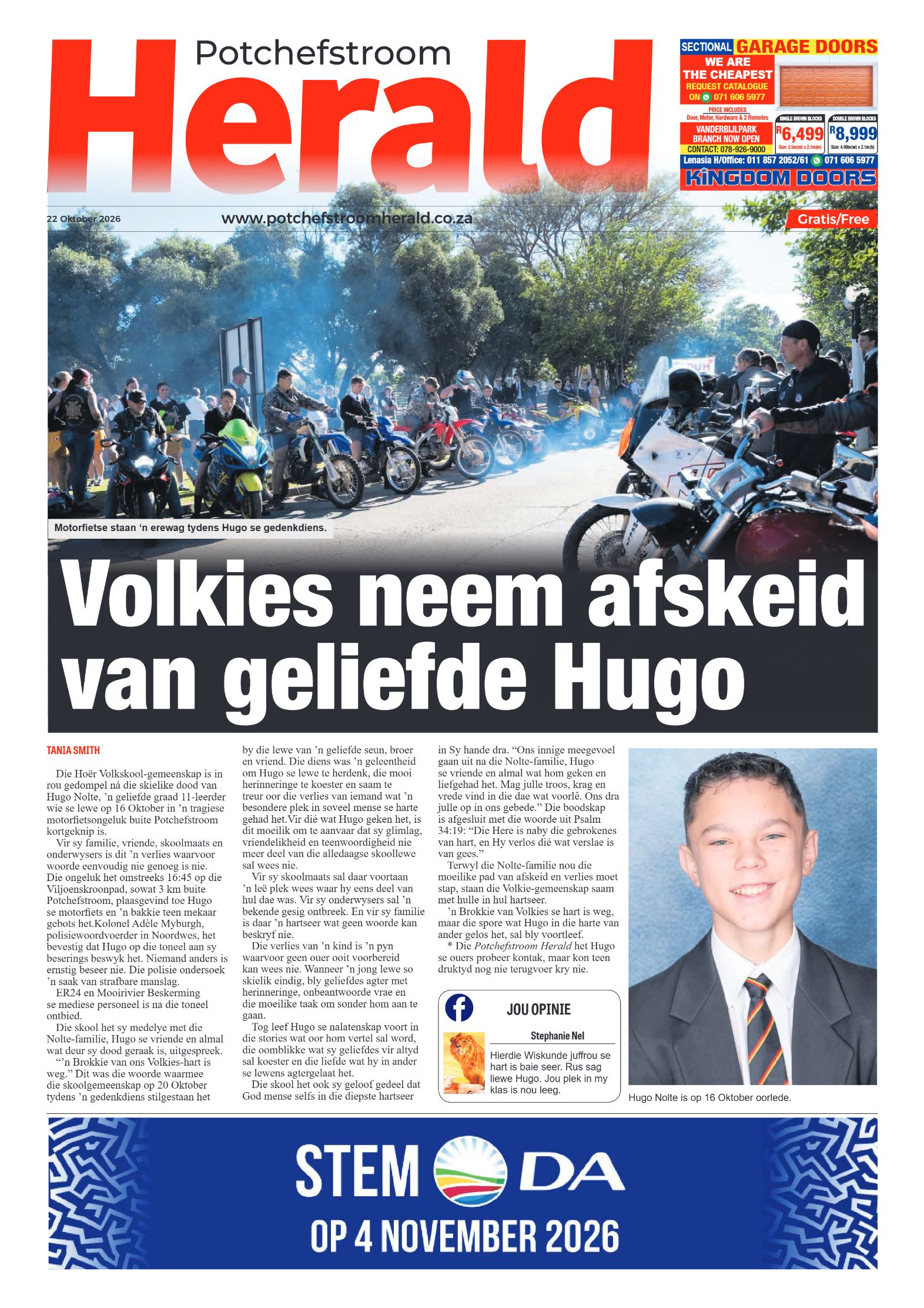 Potchefstroom Herald: 22 Oktober 2026 page 1