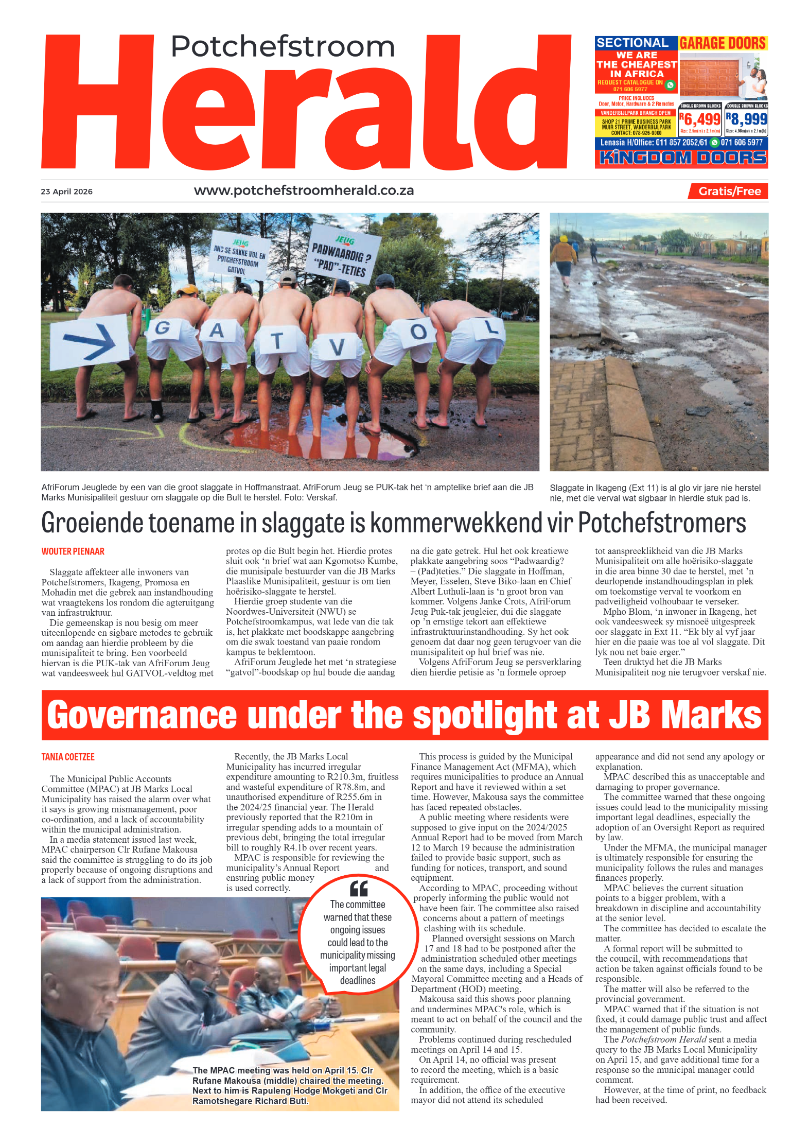 Potchefstroom Herald: 23 April 2026 page 1