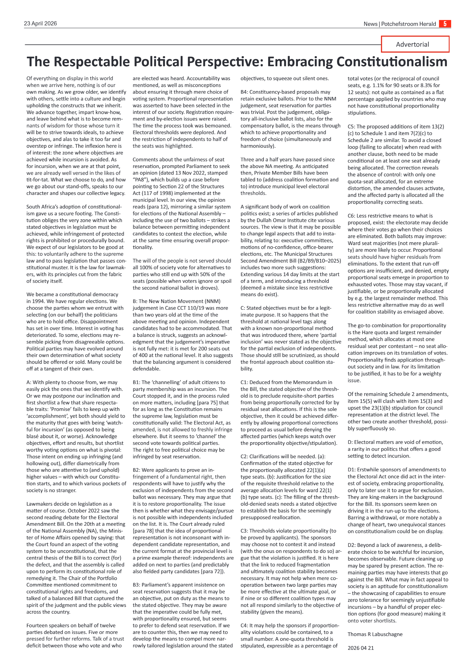 Potchefstroom Herald: 23 April 2026 page 5