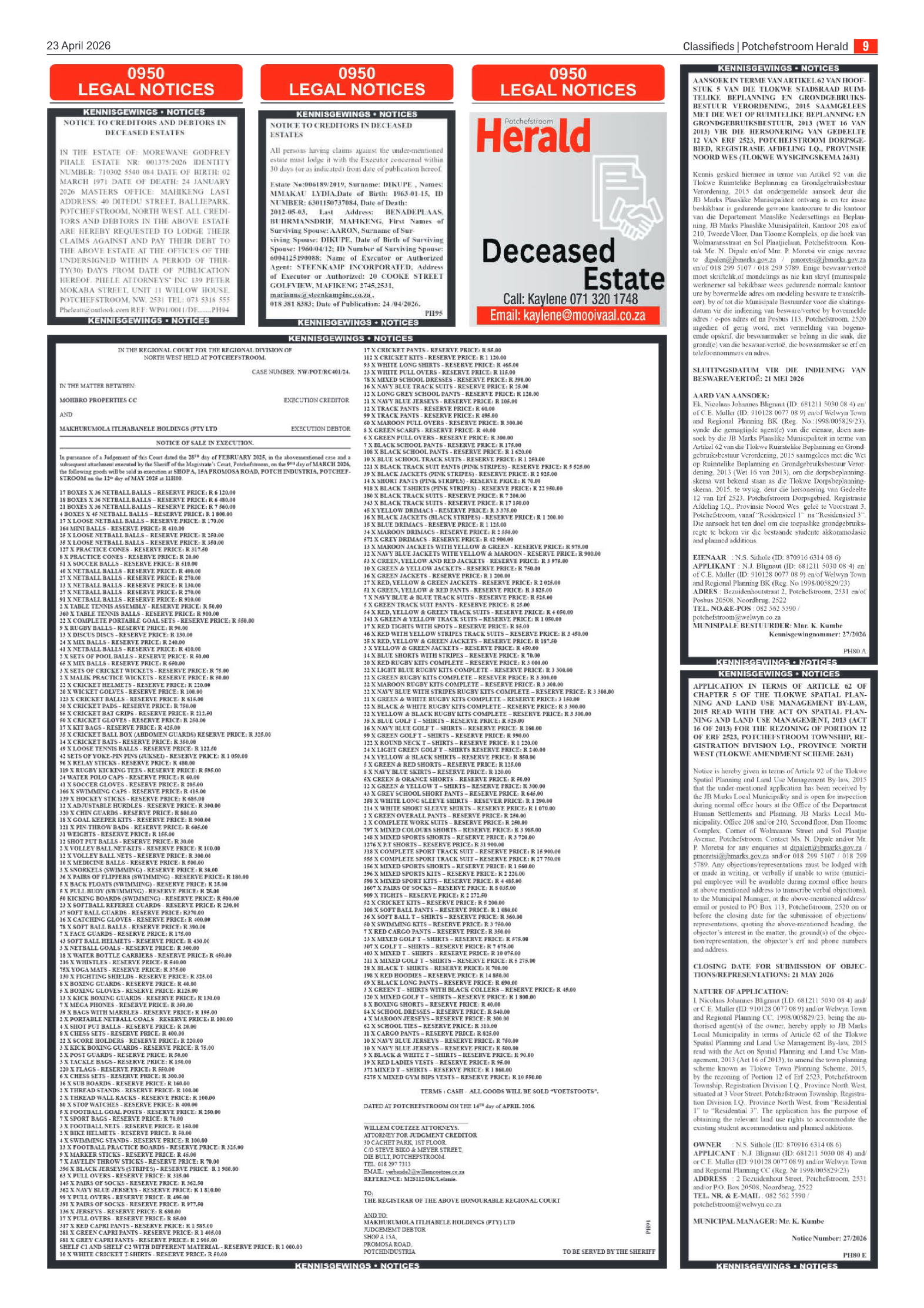 Potchefstroom Herald: 23 April 2026 page 9