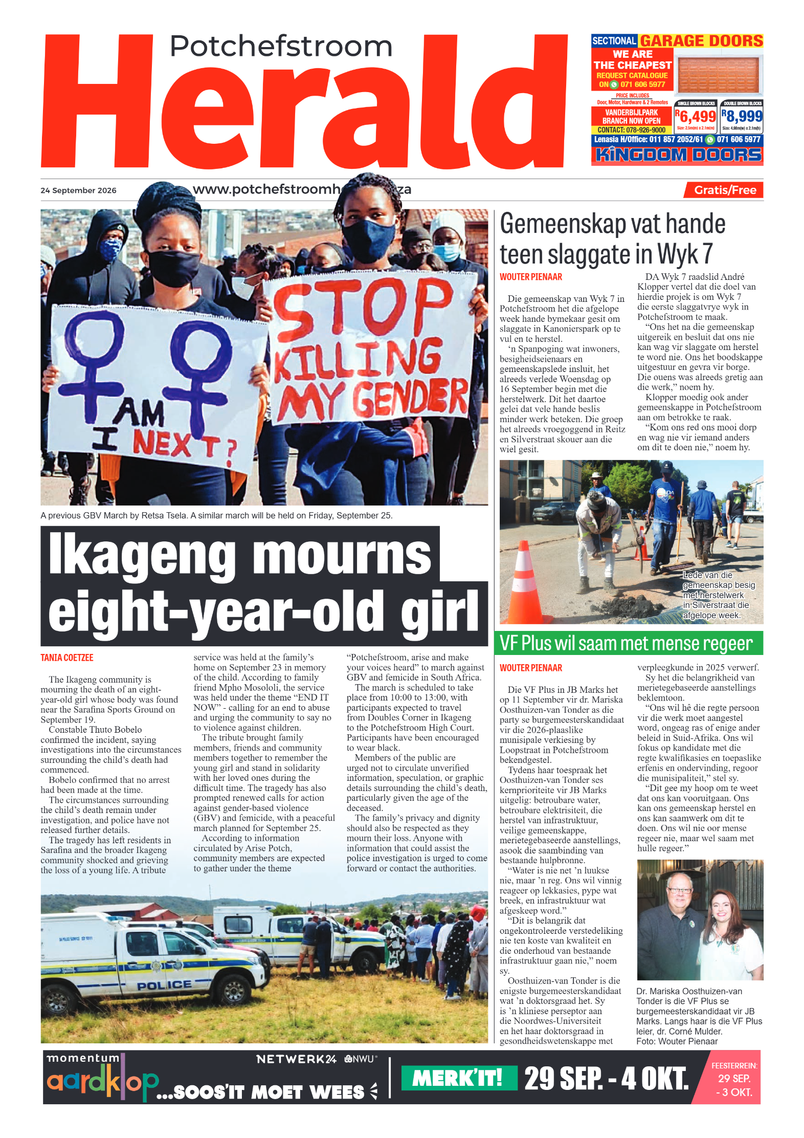 Potchefstroom Herald: 24 September 2026 page 1