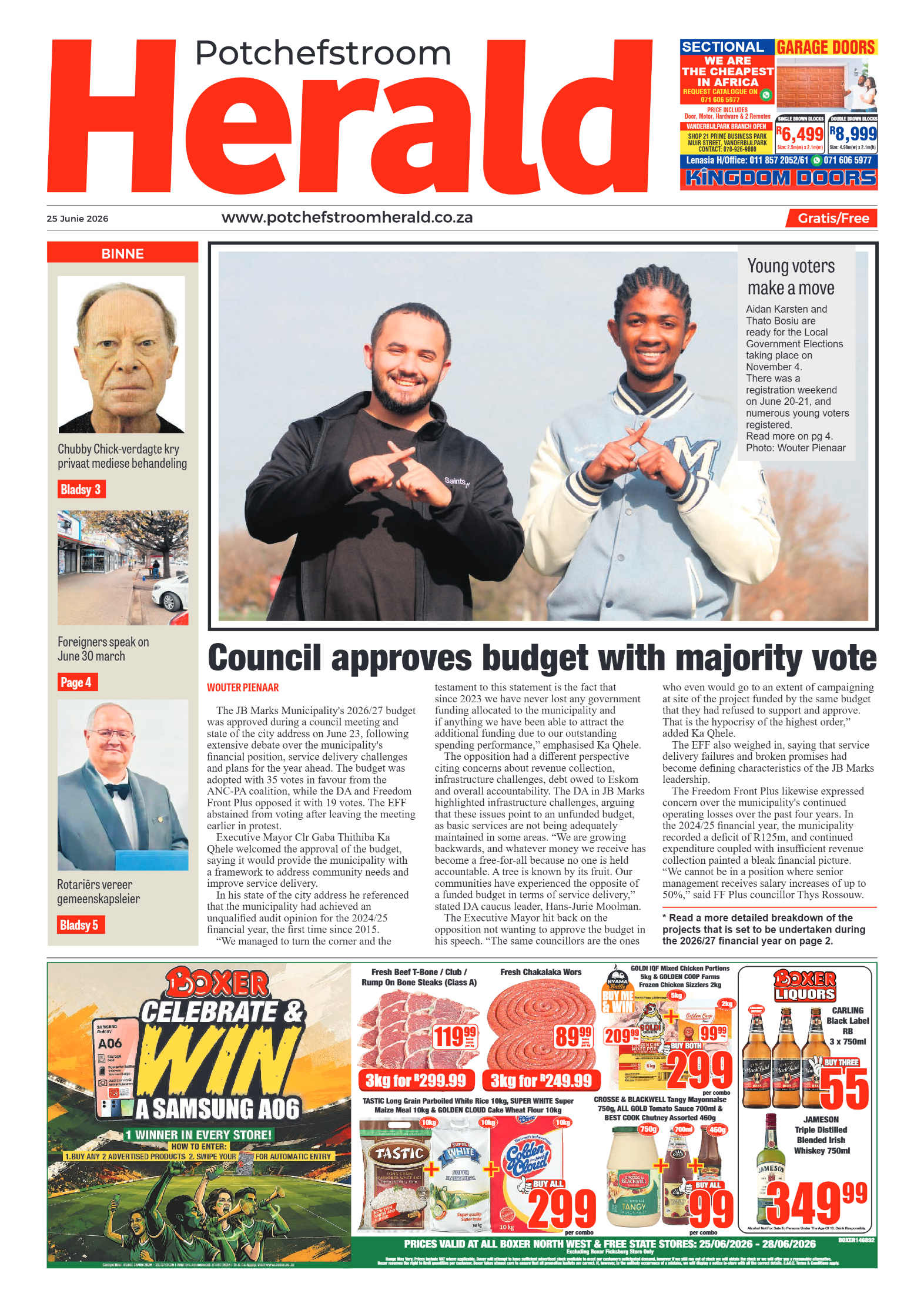 Potchefstroom Herald: 25 Junie 2026 page 1