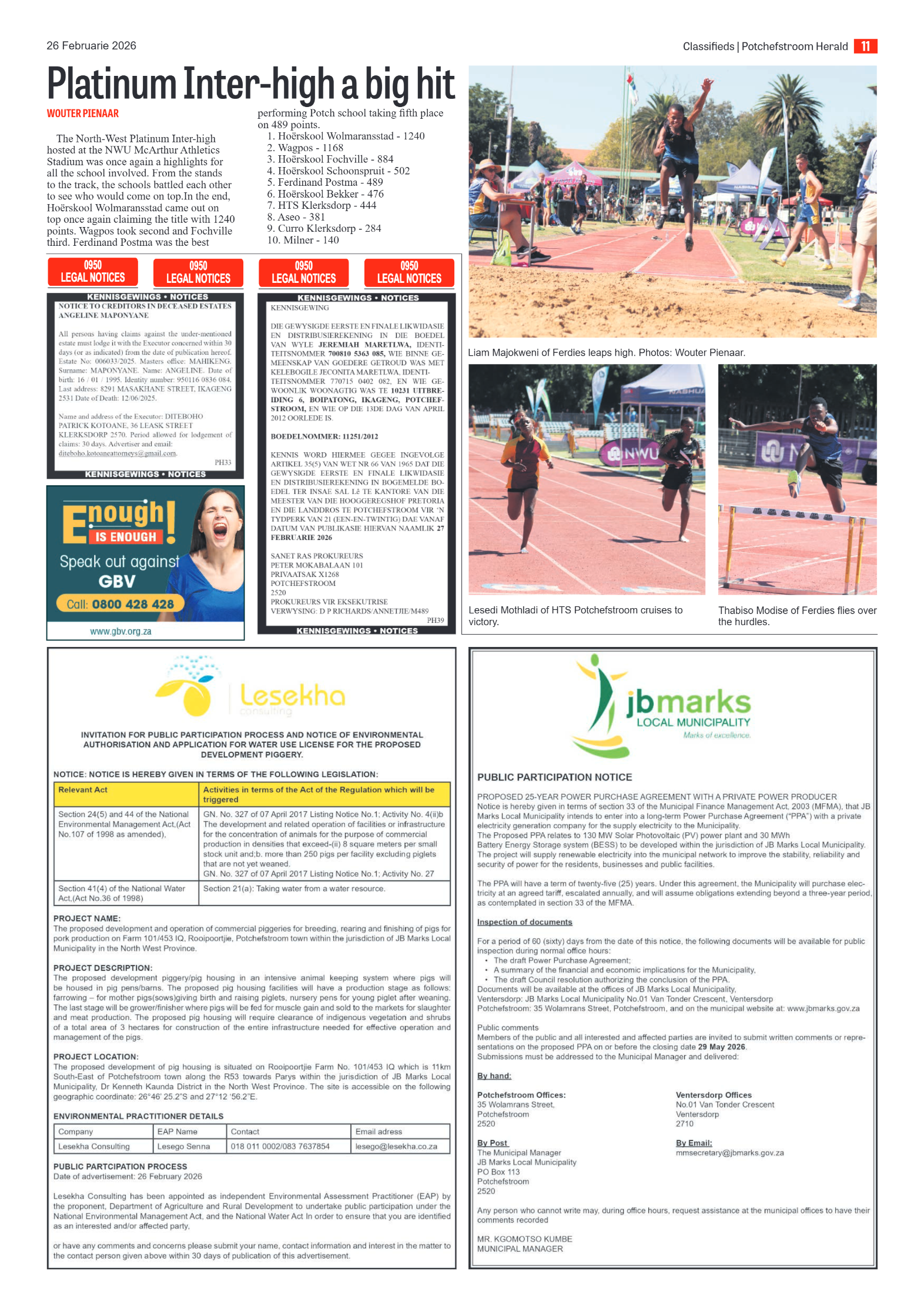 Potchefstroom Herald: 26 Februarie 2026 page 11