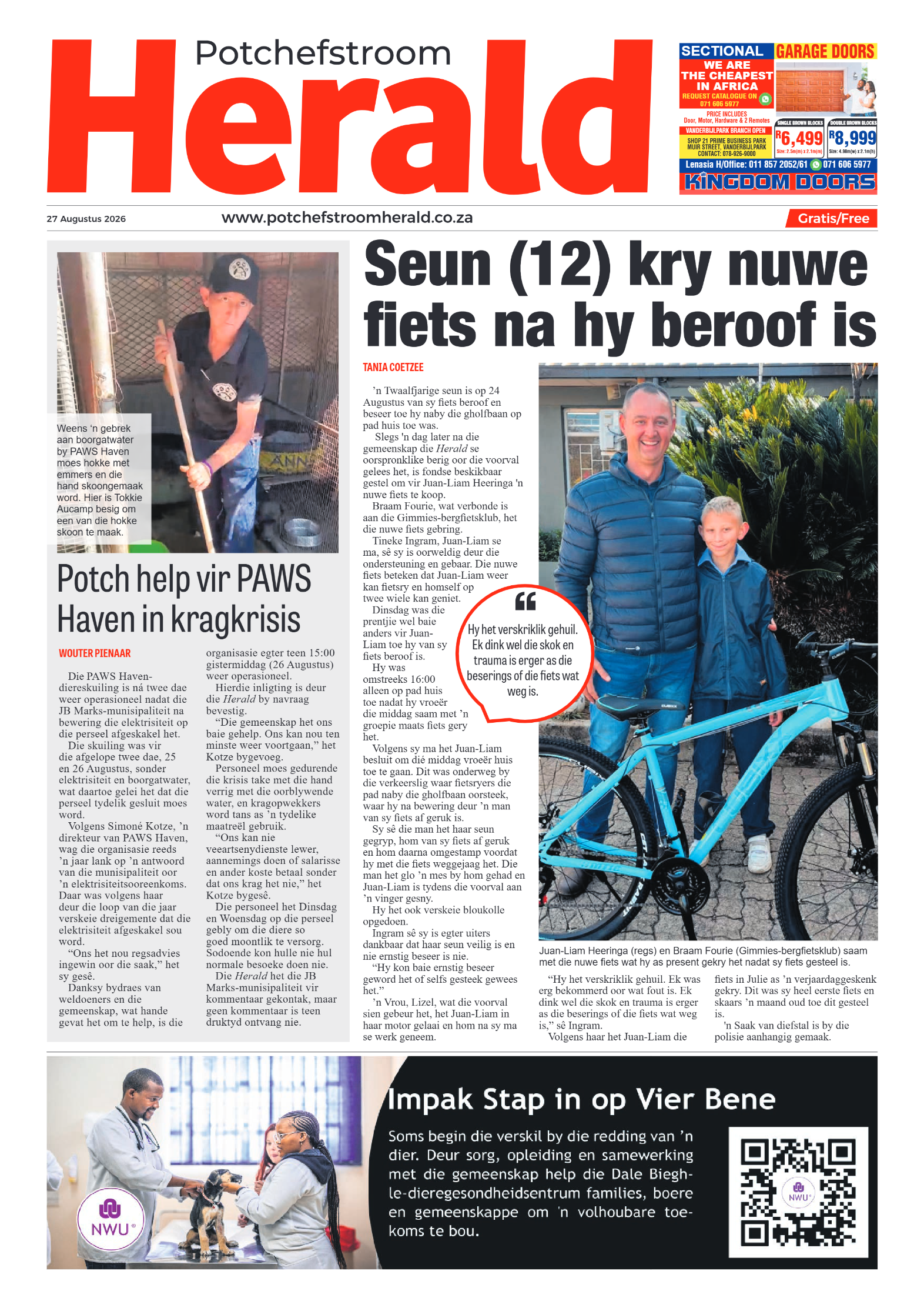 Potchefstroom Herald: 27 Augustus 2026 page 1