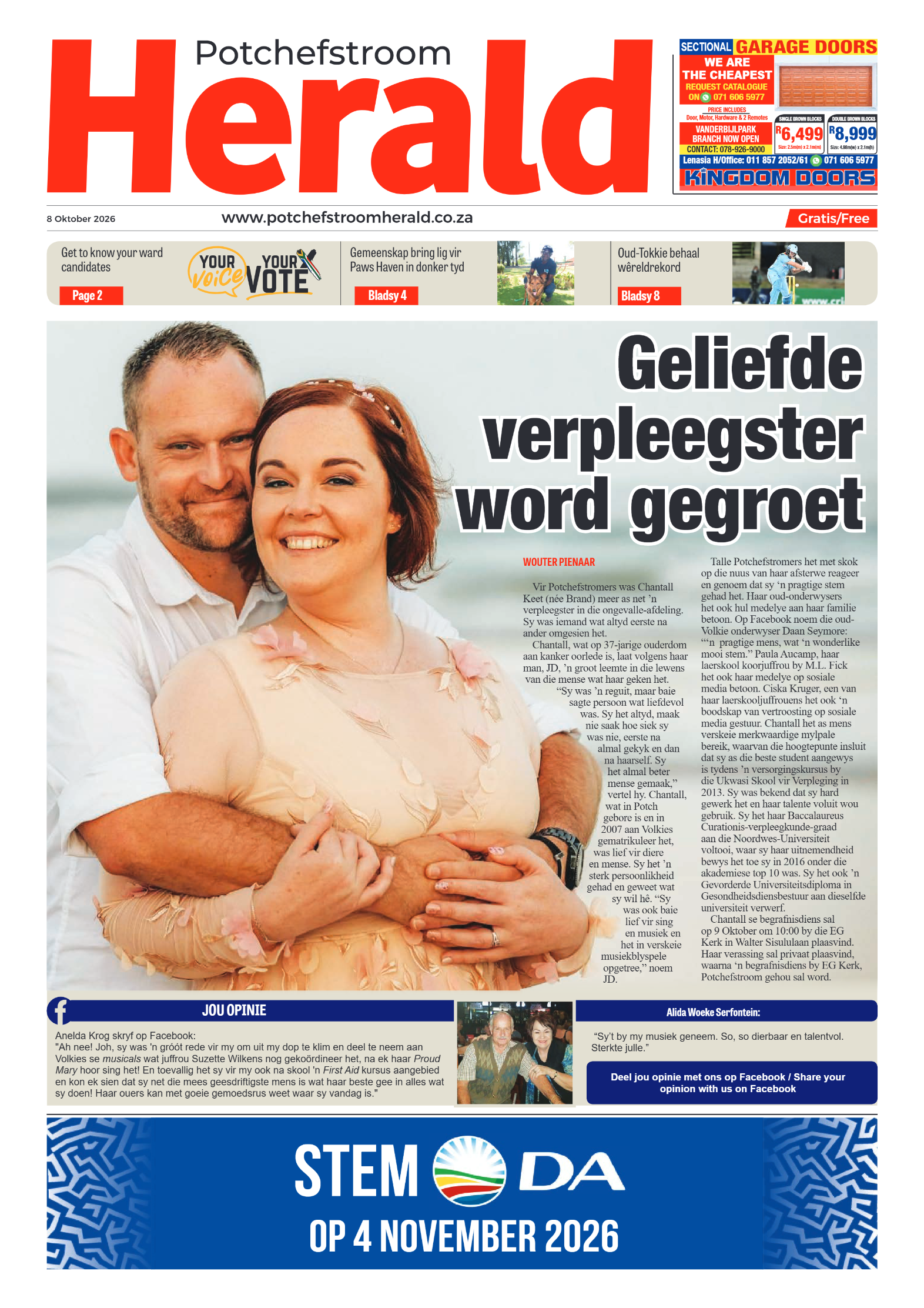 Potchefstroom Herald: 8 Oktober 2026 page 1