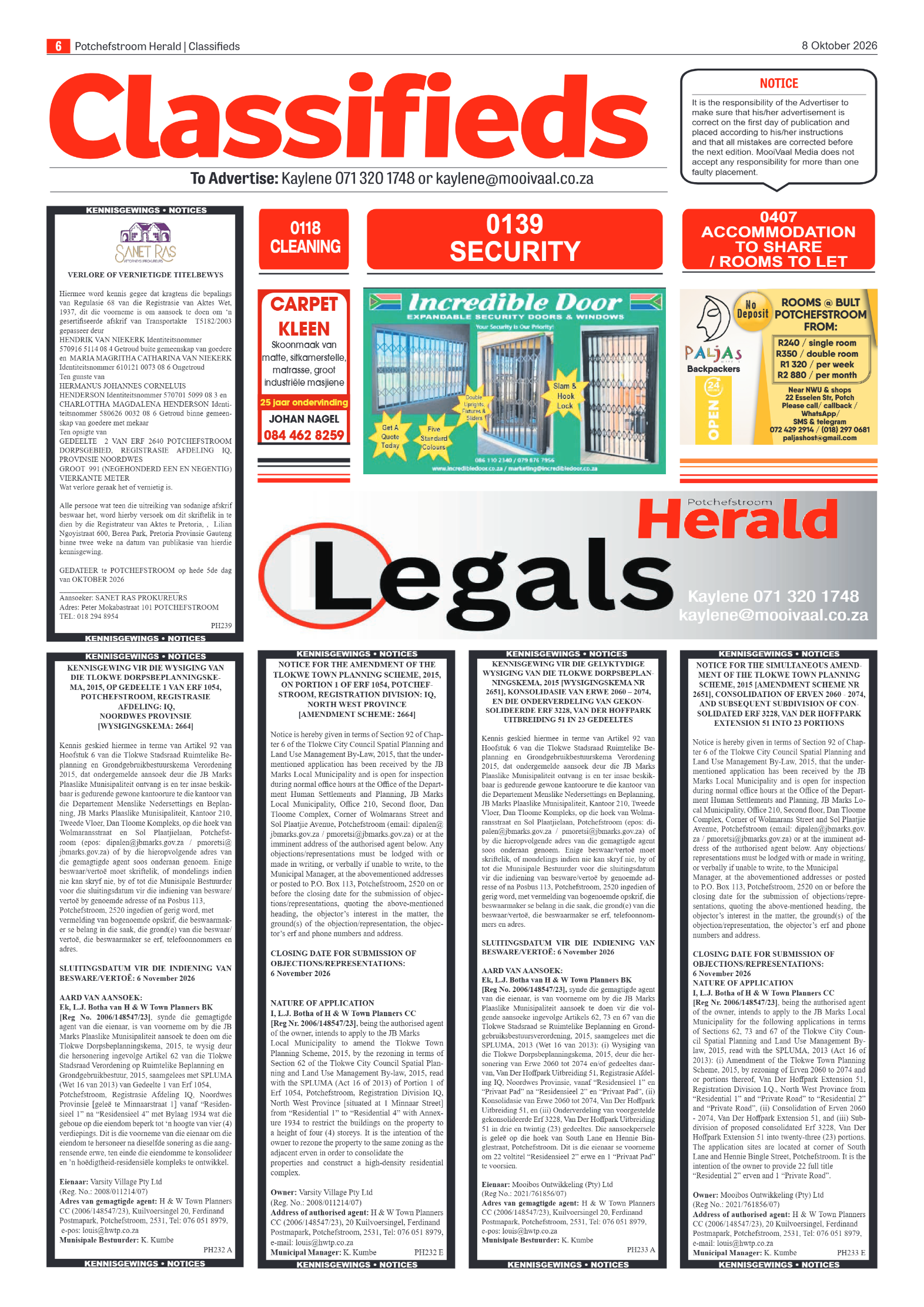 Potchefstroom Herald: 8 Oktober 2026 page 6