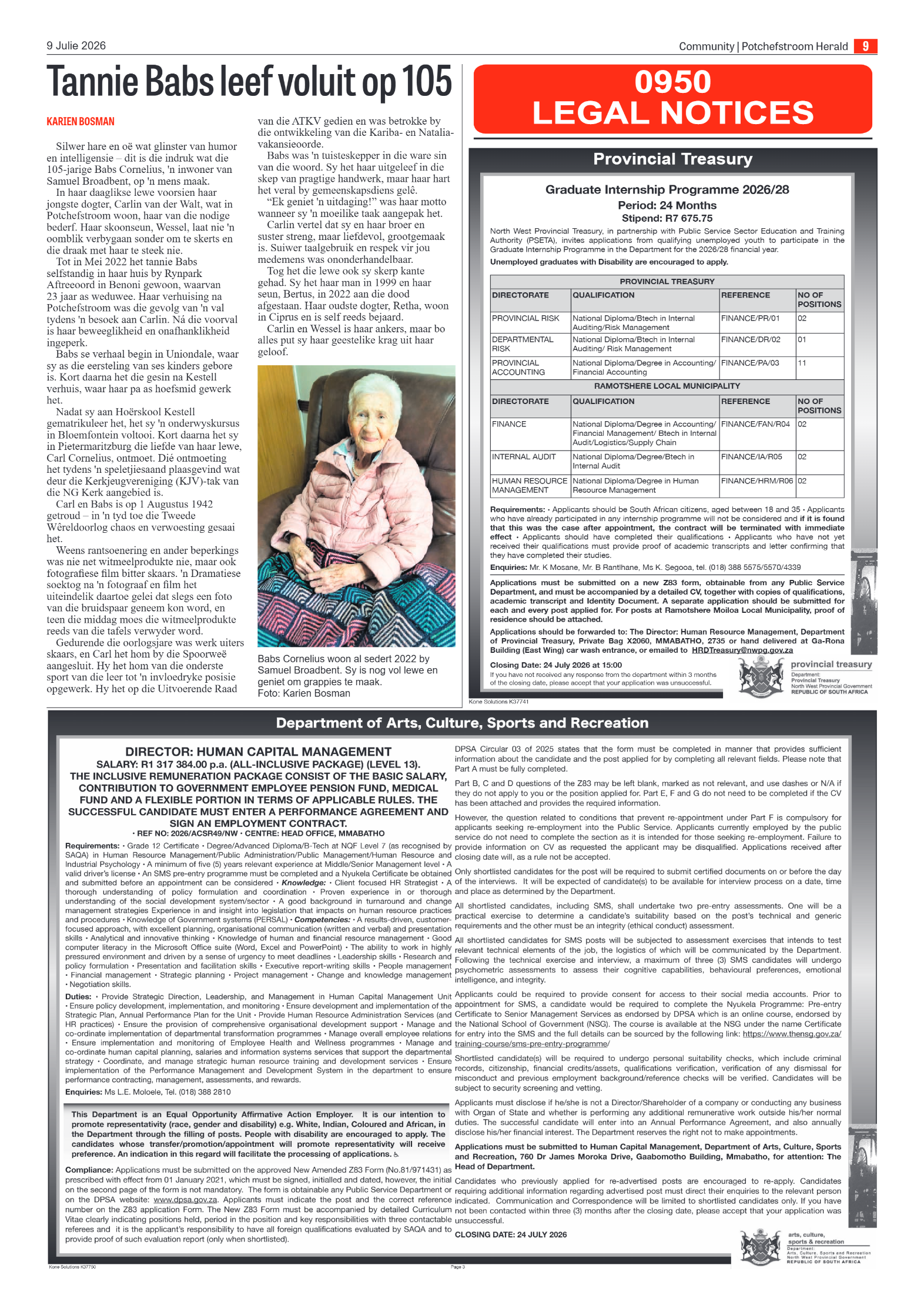 Potchefstroom Herald: 9 Julie 2026 page 9