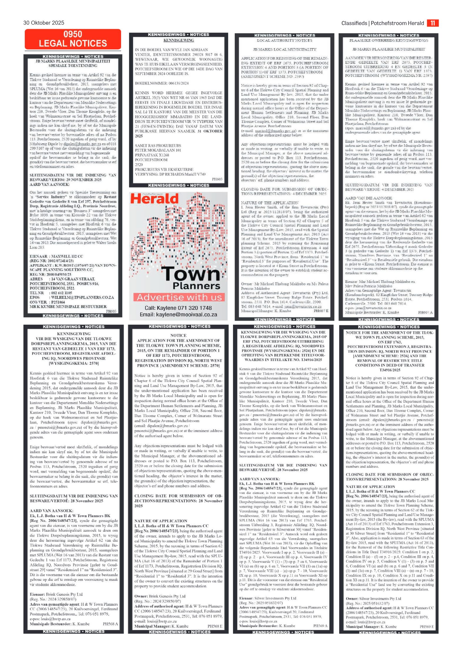 Potchefstroom Herald 30 Oktober 2025 page 11